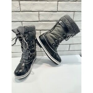 Dream Pairs Women's Black Quilted‎ Knit Cuff Winter Snow Boots Size 7